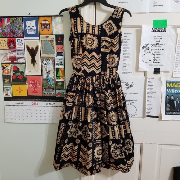 Passports Of Pier 1 Imports dress Small Aztec tribal print midi boho VINTAGE - Picture 1 of 11